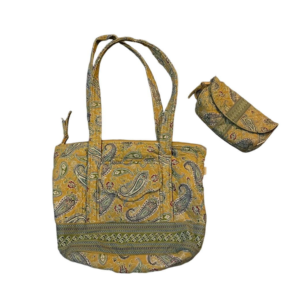 Maggi B Paisley Yellow Tote Bag Set Cottage Core